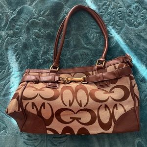 Guess Brown and Tan Shoulder Bag